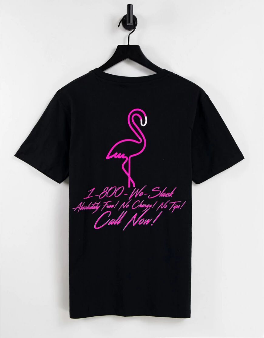 WESC max neon flamingo slackers t-shirt-Black  Black