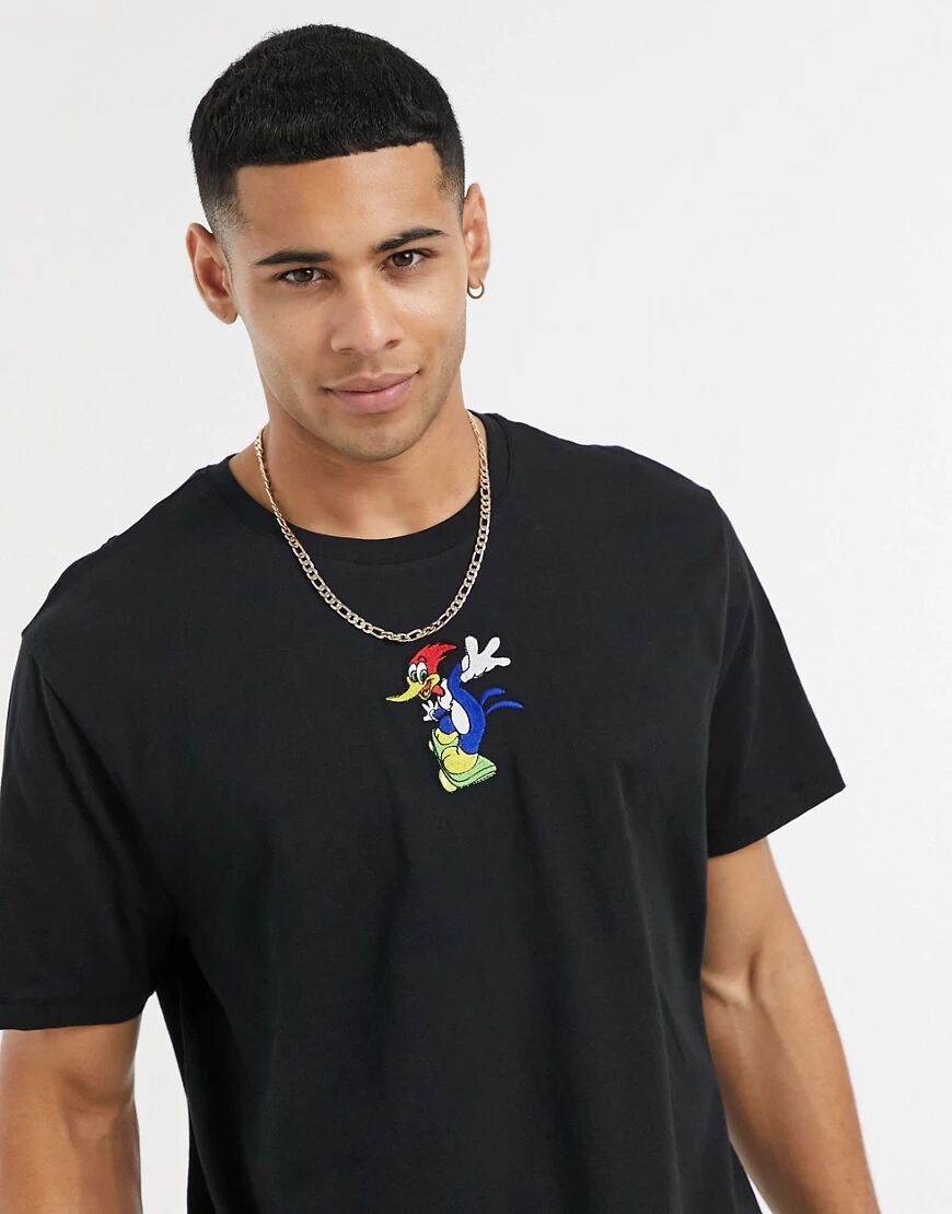 Poetic Brands Woody The Woodpecker Embroidered T-Shirt-Black  Black