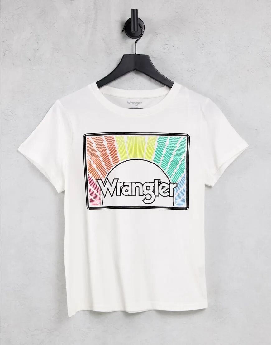 Wrangler short sleeve rainbow graphic tee in off white  White