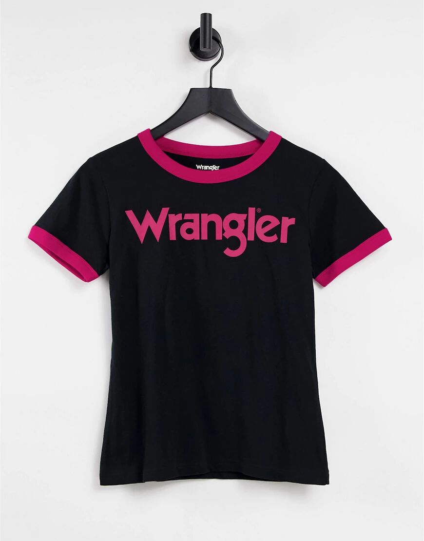 Wrangler short sleeve ringer tee in black  Black