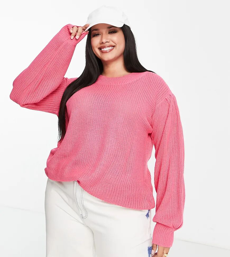 Yours 'Yours exclusive balloon sleeve jumper in pink  Pink