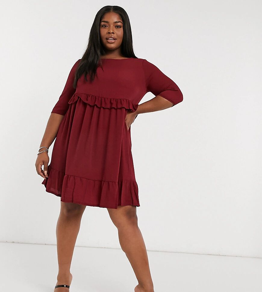 Yours frill layer smock dress in red  Red