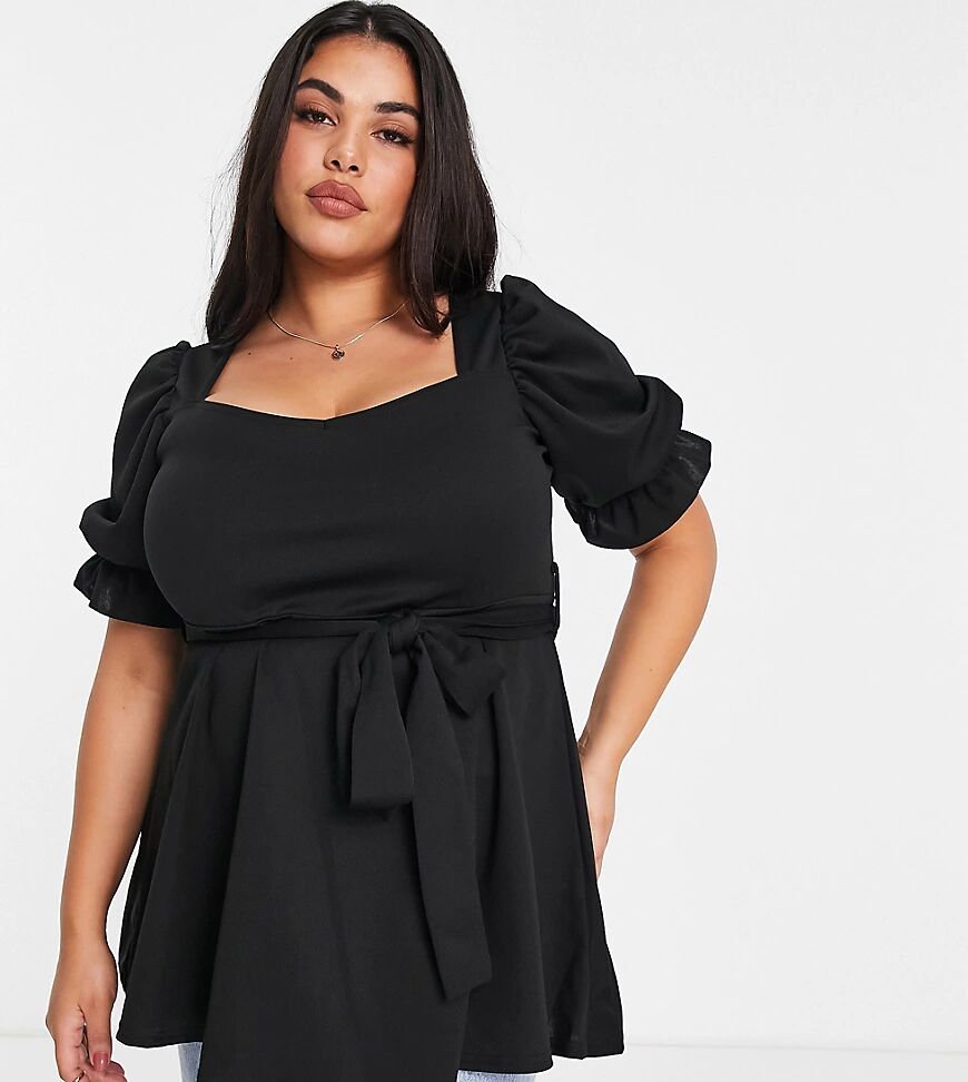 Yours sweetheart peplum top in black  Black