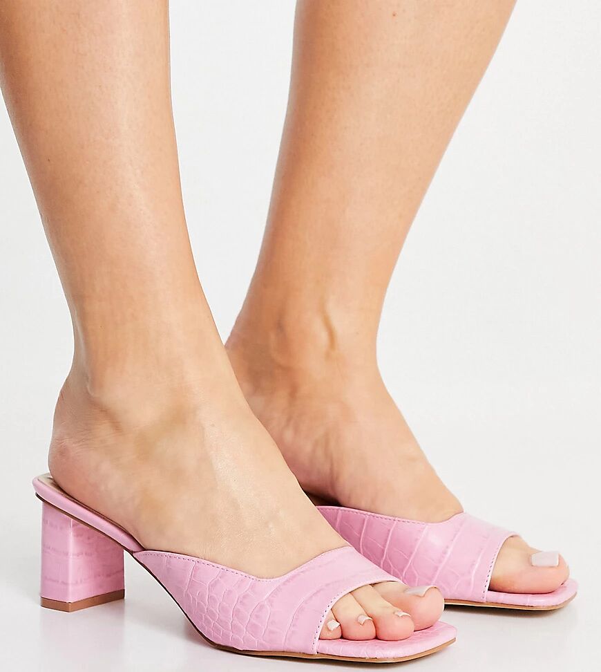 Z_Code_Z Exclusive Zaya vegan block heel mules in pink croc  Pink