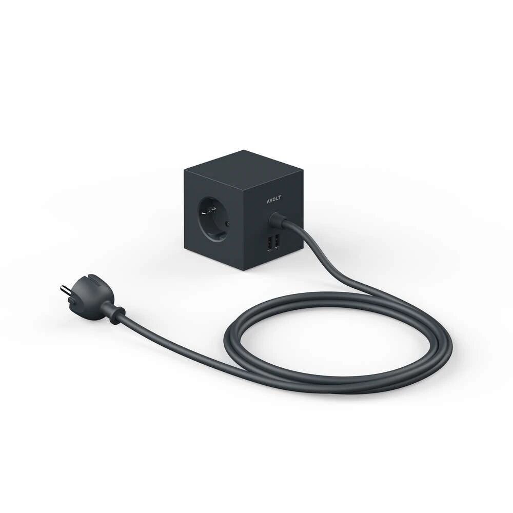 Avolt Square 1 USB A & Magnet 1,8m Stockholm Black - Avolt  svart