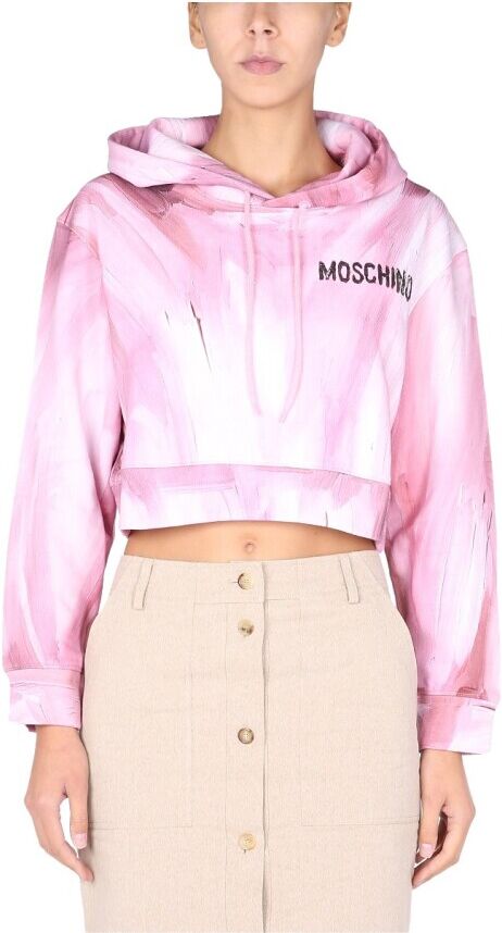 Moschino Art Theme Cropped Sweatshirt Rosa Female