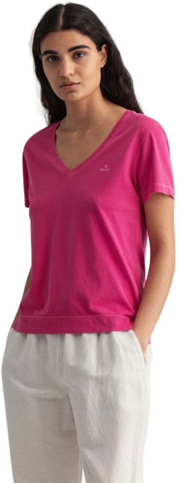 Gant D2. Sunfaded V-Neck T-Shirt - Rosa Female