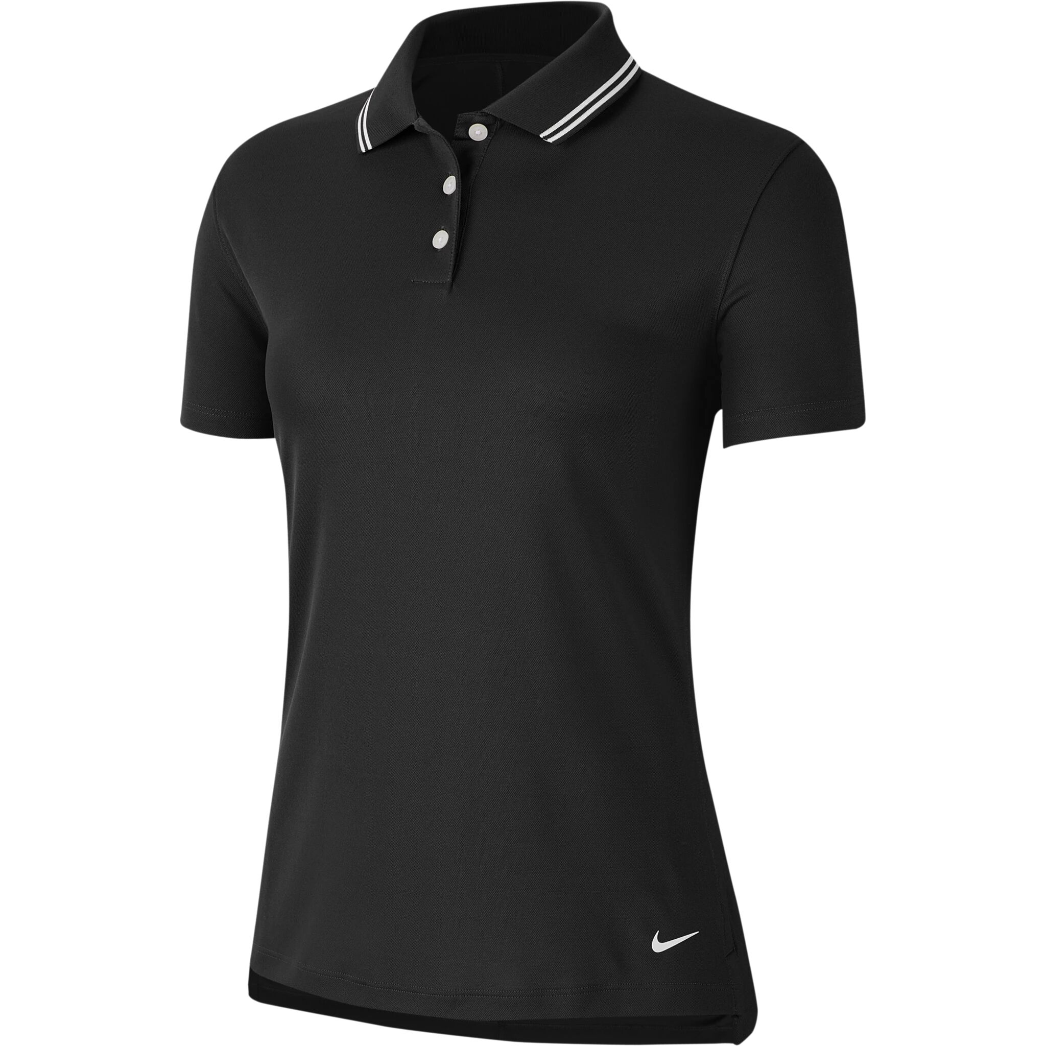 Nike W NK DF VICTORY SS SOLID POLO, poloskjorte dame L BLACK/WHITE/WHITE