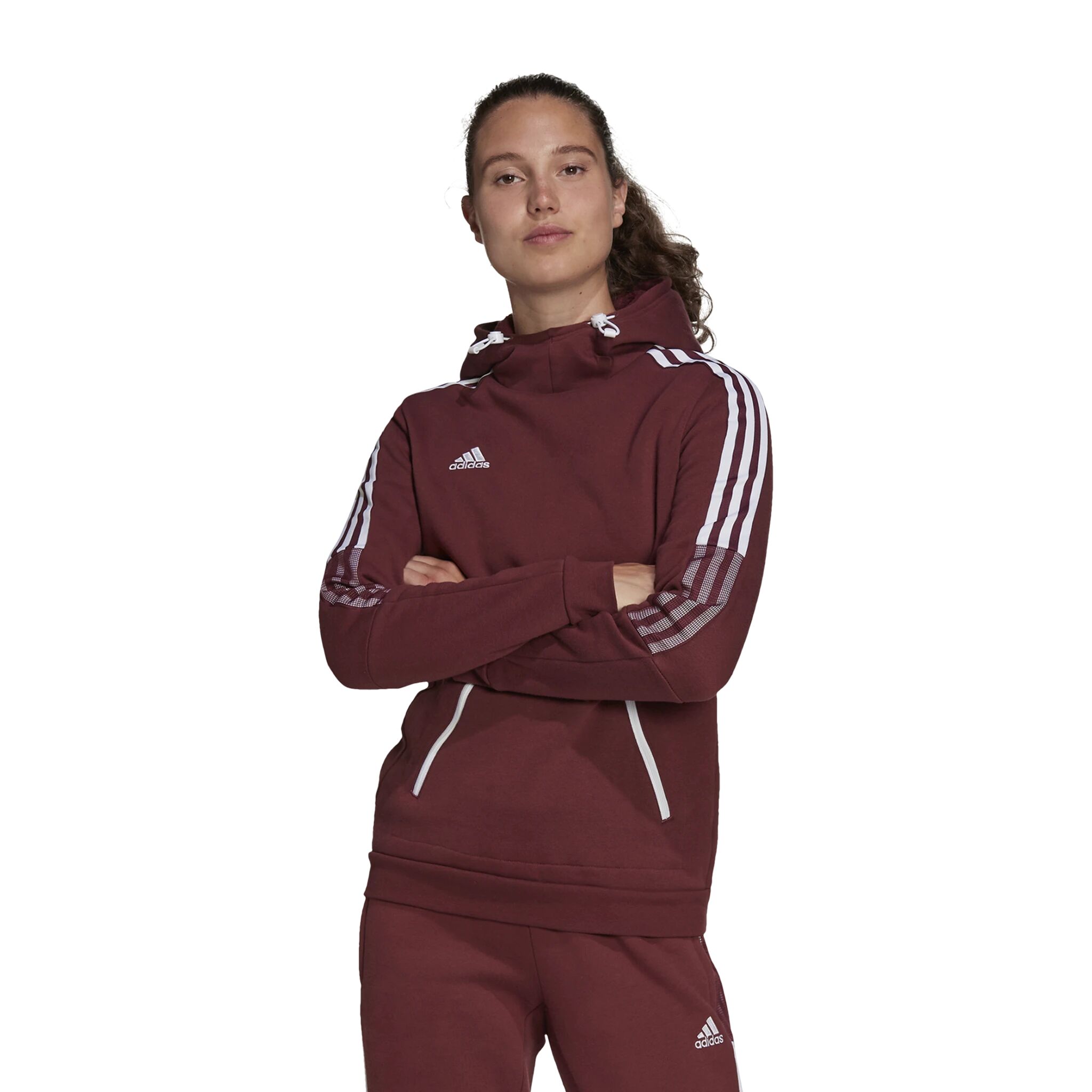 adidas TIRO HOT WINTER HOODY WOMAN WR, hettegenser dame S Victory Crimson