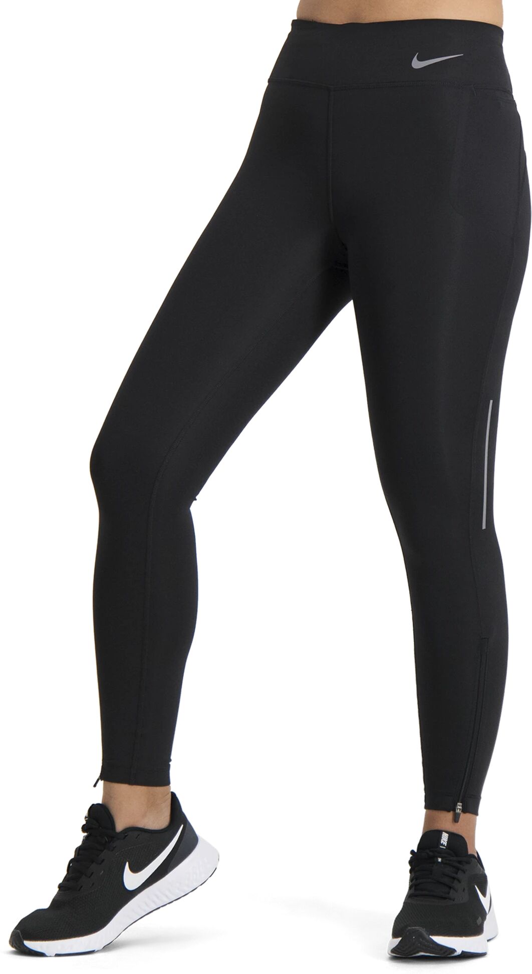 Nike W NK FASTER TGHT 7/8, tights dame S Black/Gunsmoke