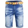 Agrafka Męskie spodenki jeansowe szorty przetarcia dziury + pasek-29
