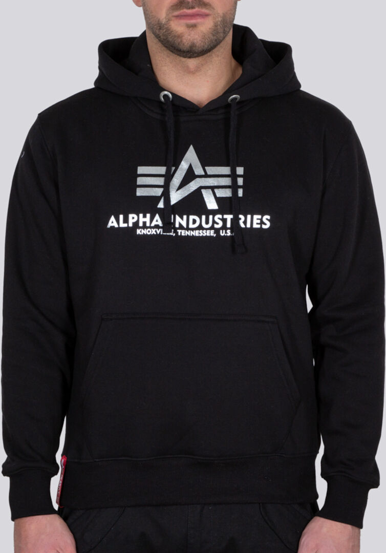 Alpha Industries Basic Foil Print Hoodieczarny Srebrny