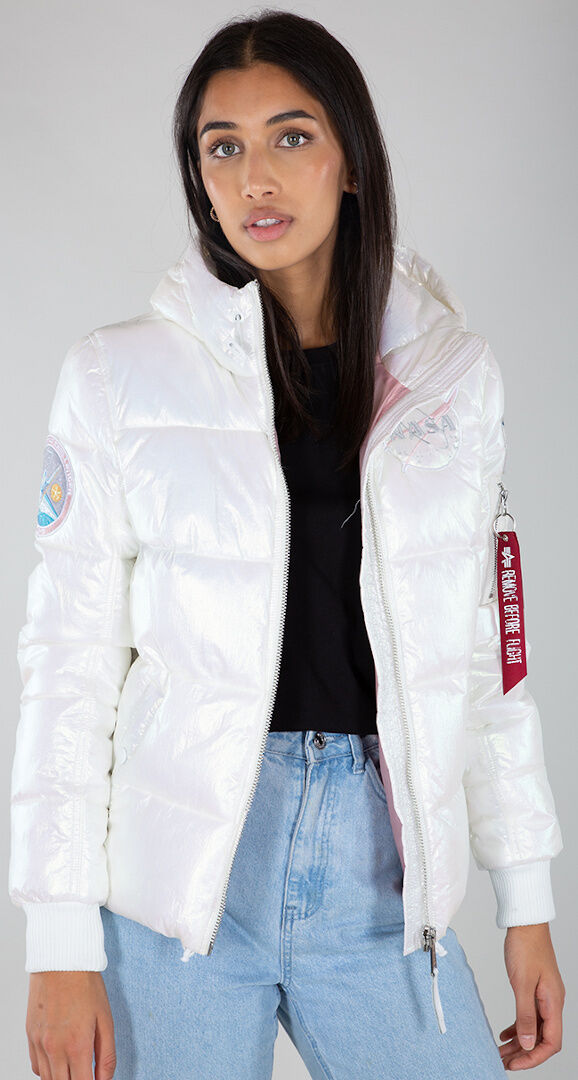 Alpha Industries Hooded Puffer Nasa Kurtka Damskabiały