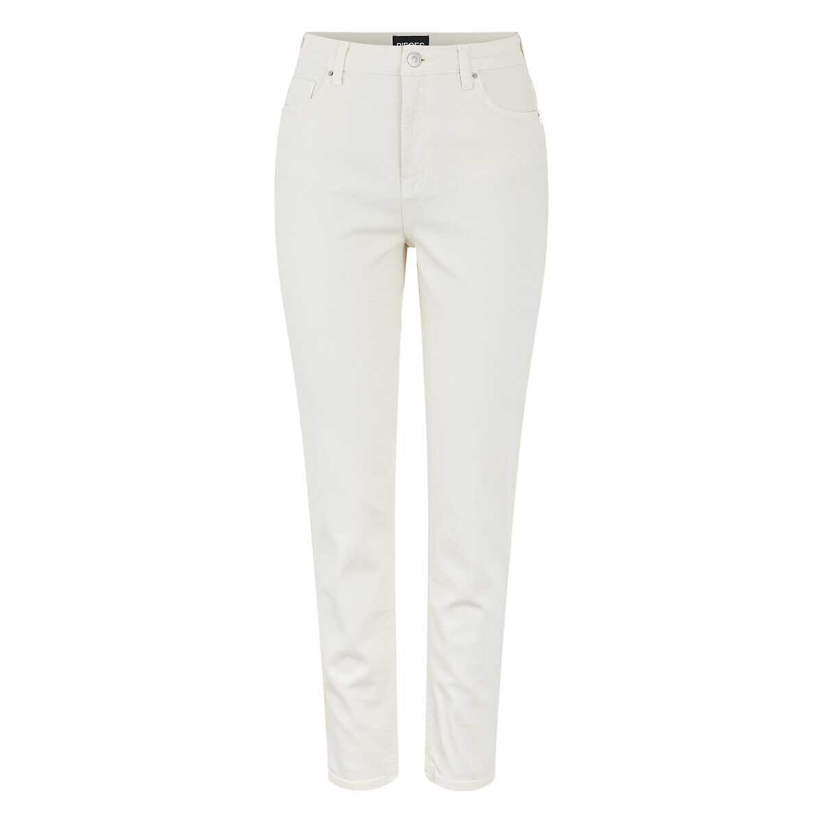 Pieces Jeans mom, cintura subida   Branco