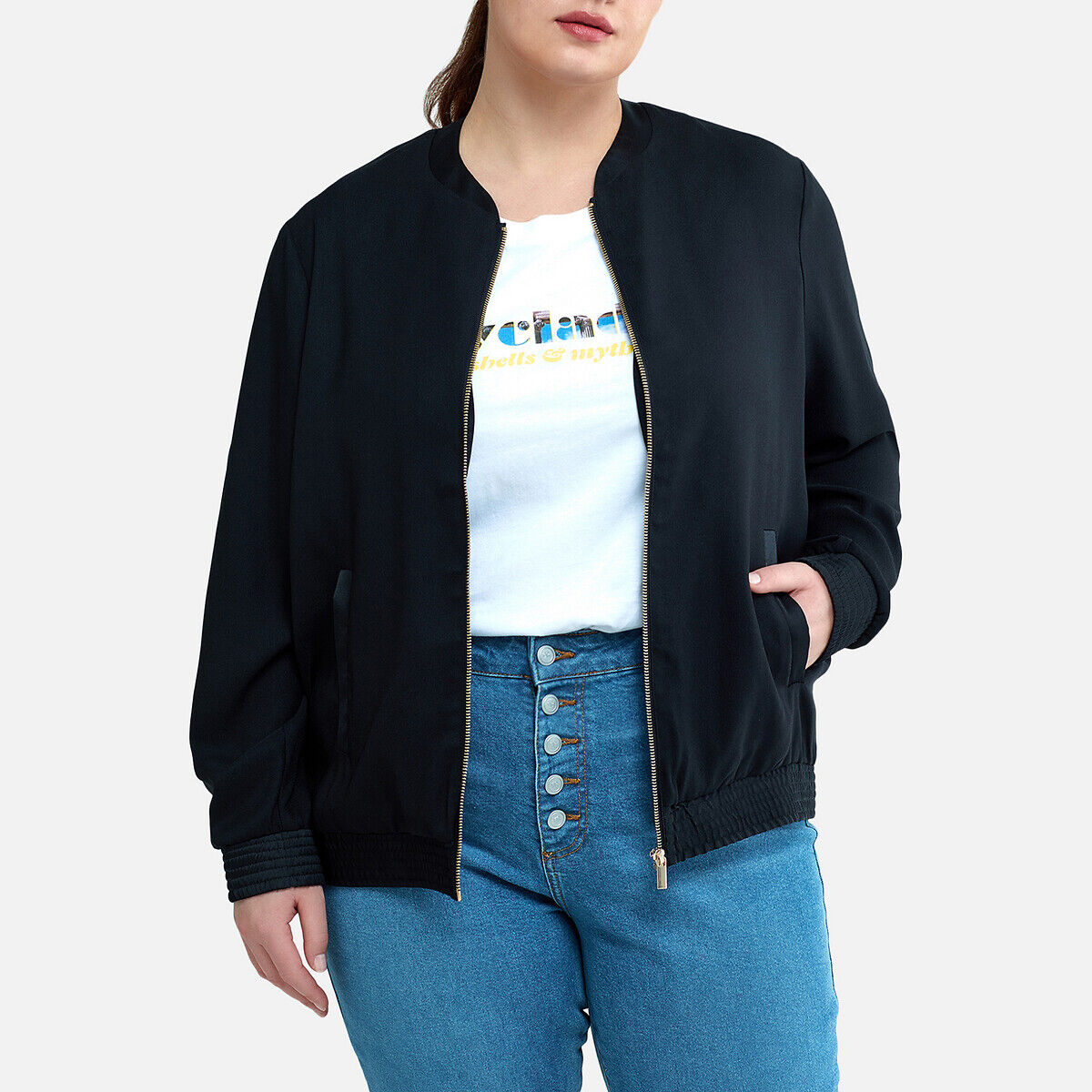 La Redoute Collections Plus Blusão bomber com fecho   Preto