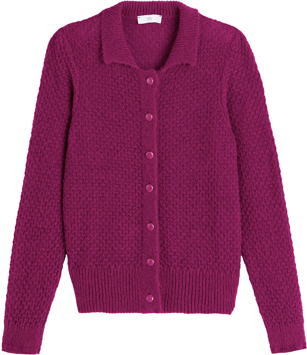 La Redoute Collections Casaco com gola polo, malha fantasia   Violeta