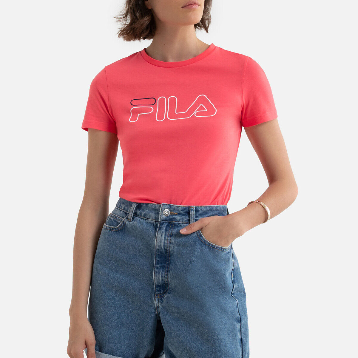 Fila T-shirt em algodão, mangas curtas, LADAN   rosa-coral