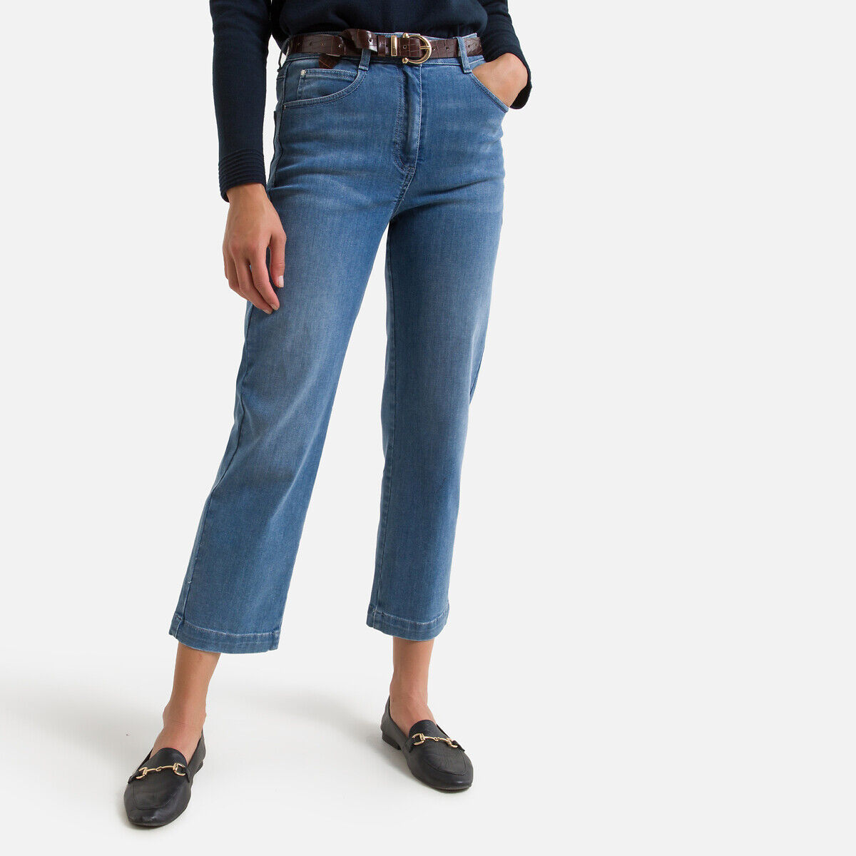 Anne Weyburn Jeans curtos, largos   Azul Double Stone