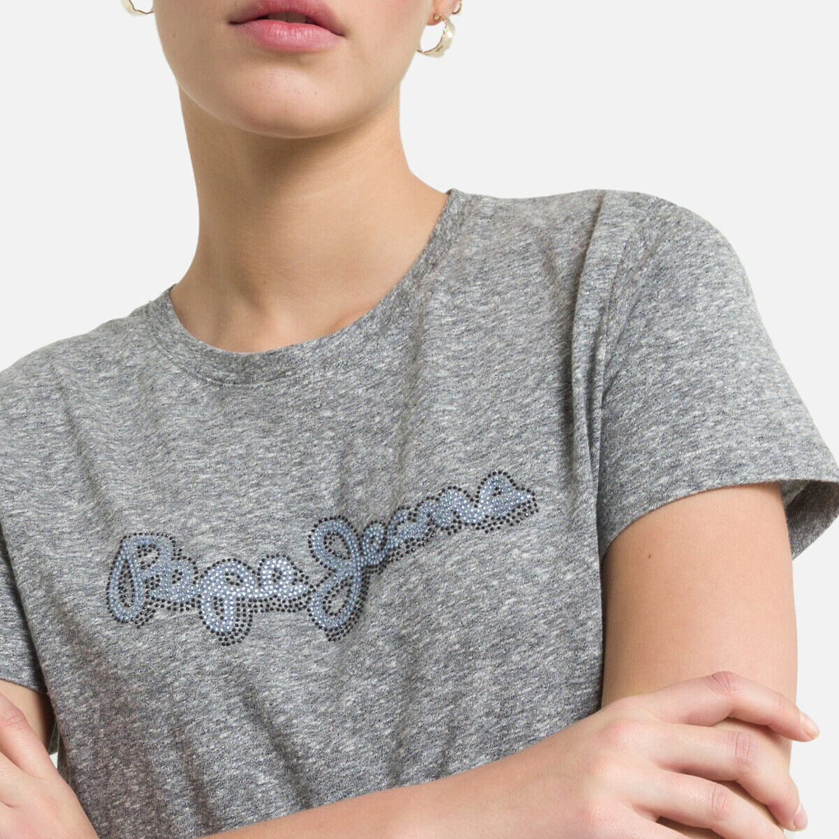 Pepe Jeans T-shirt de mangas curtas, logótipo à frente   Cinzento