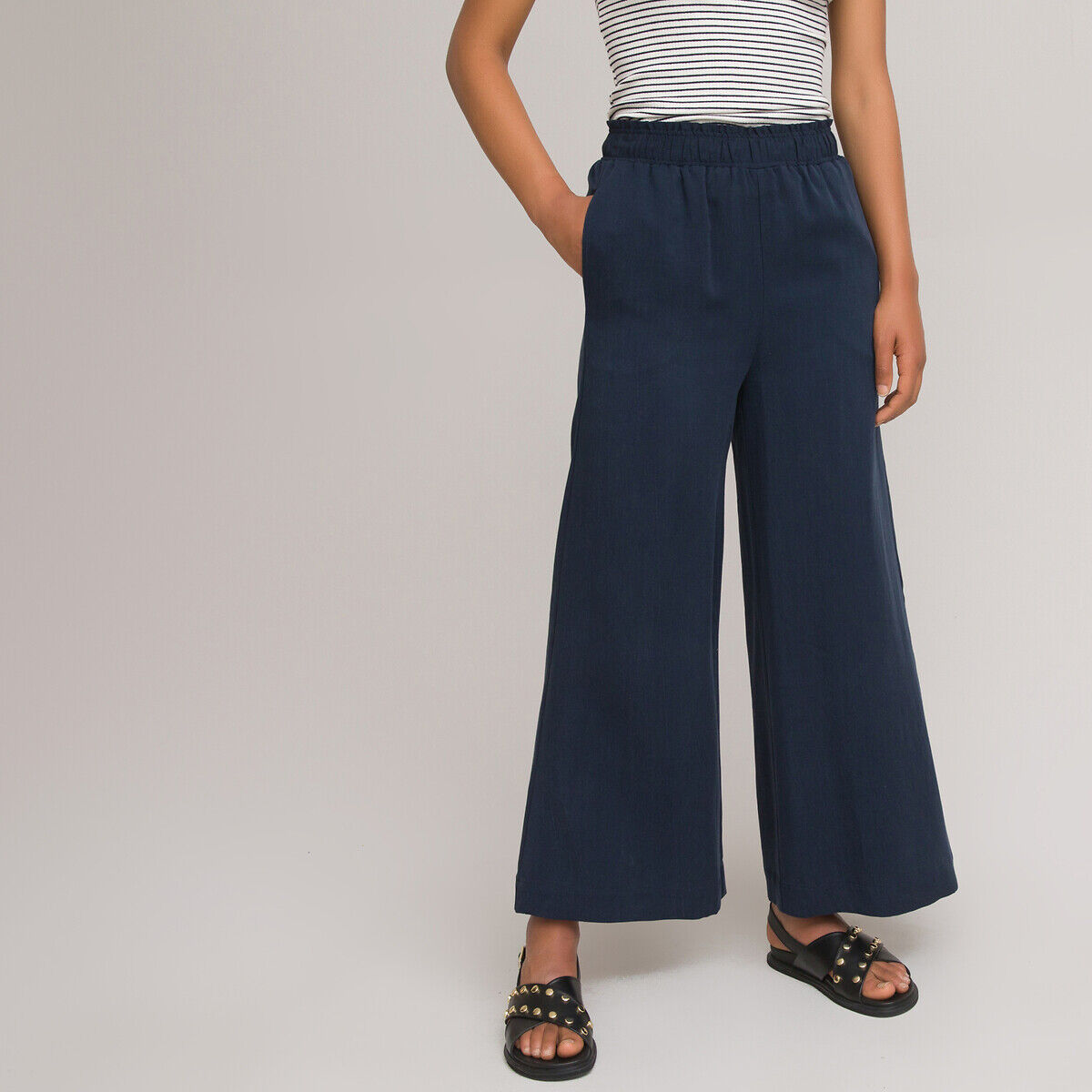 La Redoute Collections Saia-calça larga, em Lyocell   Marinho