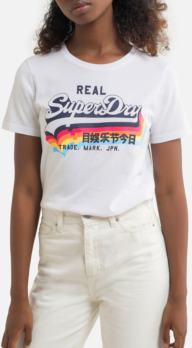 Superdry T-shirt em algodão, logótipo à frente   Branco