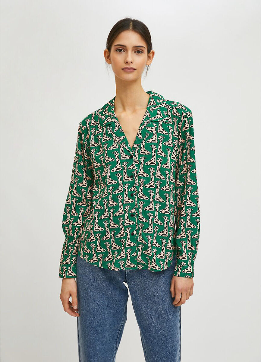 Compania Fantastica Camisa de decote em V, estampada   Verde