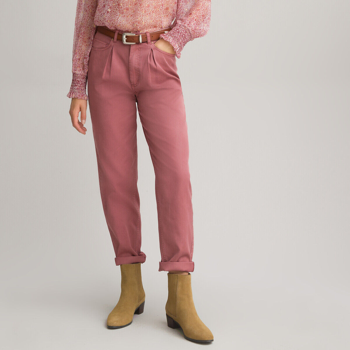 La Redoute Collections Calças direitas, perneiras modelo balão   rosa-velho