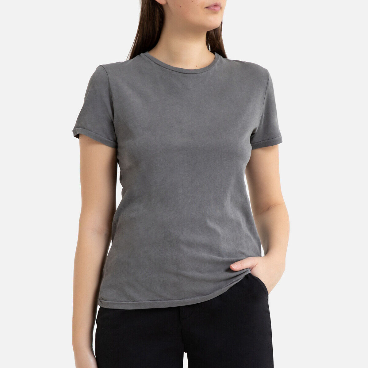 American Vintage T-shirt em algodão bio, VEGIFLOWER   Cinzento