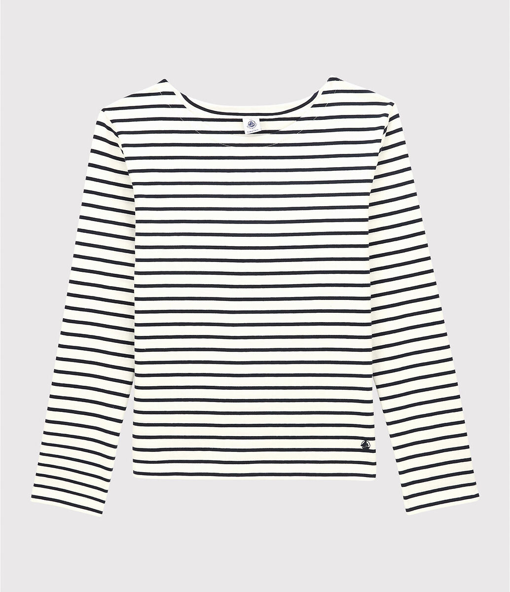 Petit Bateau Camisola à marinheiro, mangas compridas   riscas branco/marinho