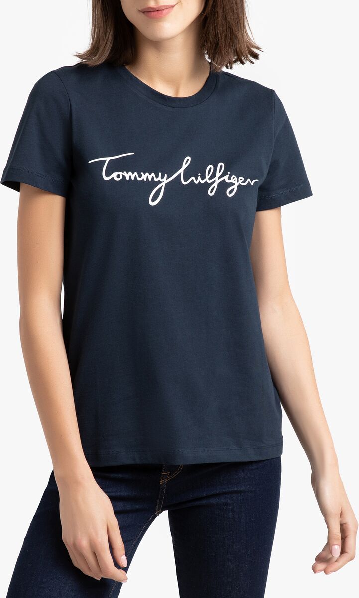 Tommy Hilfiger T-shirt em algodão bio, gola redonda e mangas curtas   marinho