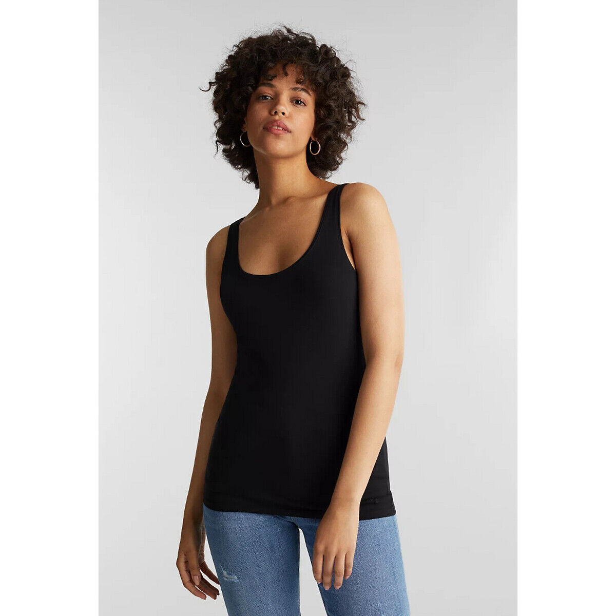 Esprit Top de gola redonda   Preto