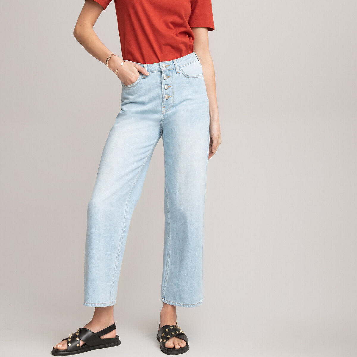 La Redoute Collections Jeans largos com botões visíveis   Bleached