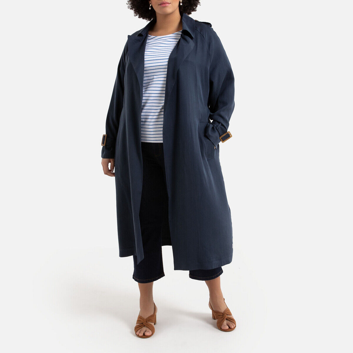 La Redoute Collections Plus Trench fluido amplo   Marinho