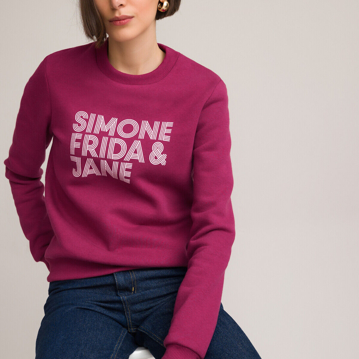 La Redoute Collections Sweat com mensagem   Ameixa