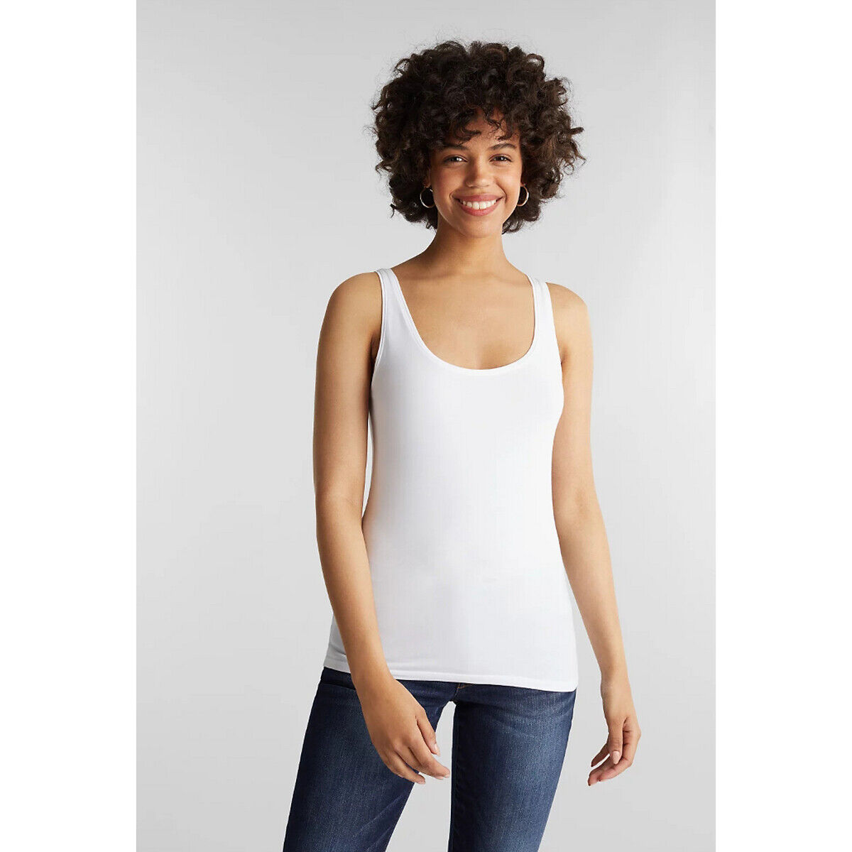 Esprit Top de gola redonda   Branco