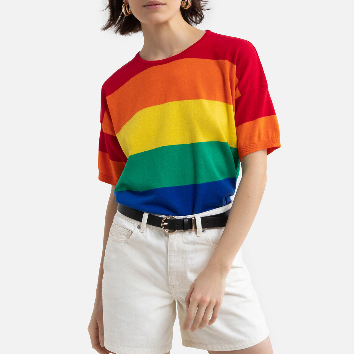 Benetton T-shirt multicolor de mangas curtas, às riscas   Multicolor