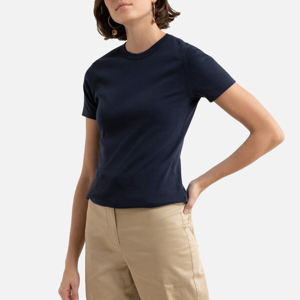 Petit Bateau T-shirt com gola redonda e mangas curtas, em algodão   Marinho