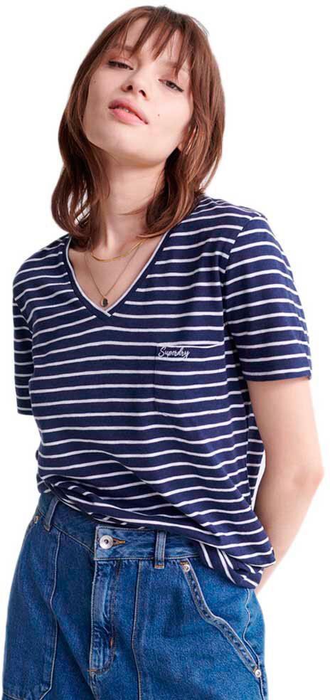 Superdry Camiseta De Manga Curta Organic Cotton Essential 2XS Navy Stripe