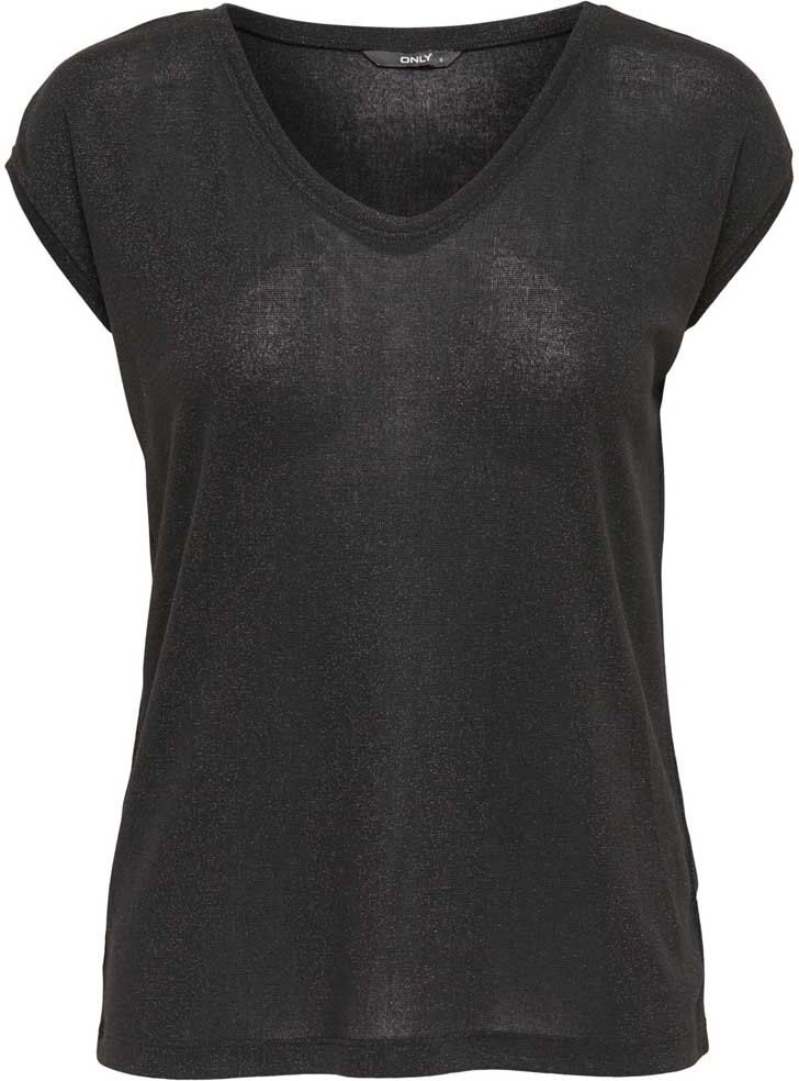 Only Camiseta De Manga Curta Silvery Lurex V Neck S Black