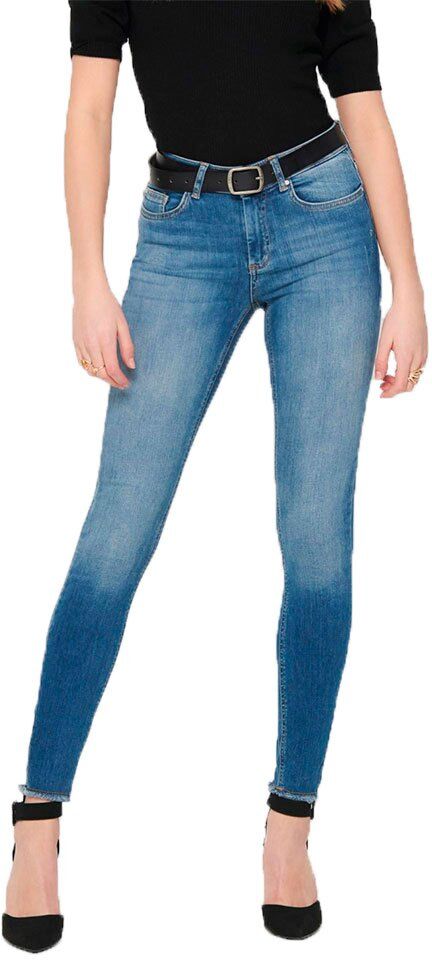 Only Jeans Blush Life Mid Waist Ankle Raw Rea1303 S Dark Blue Denim