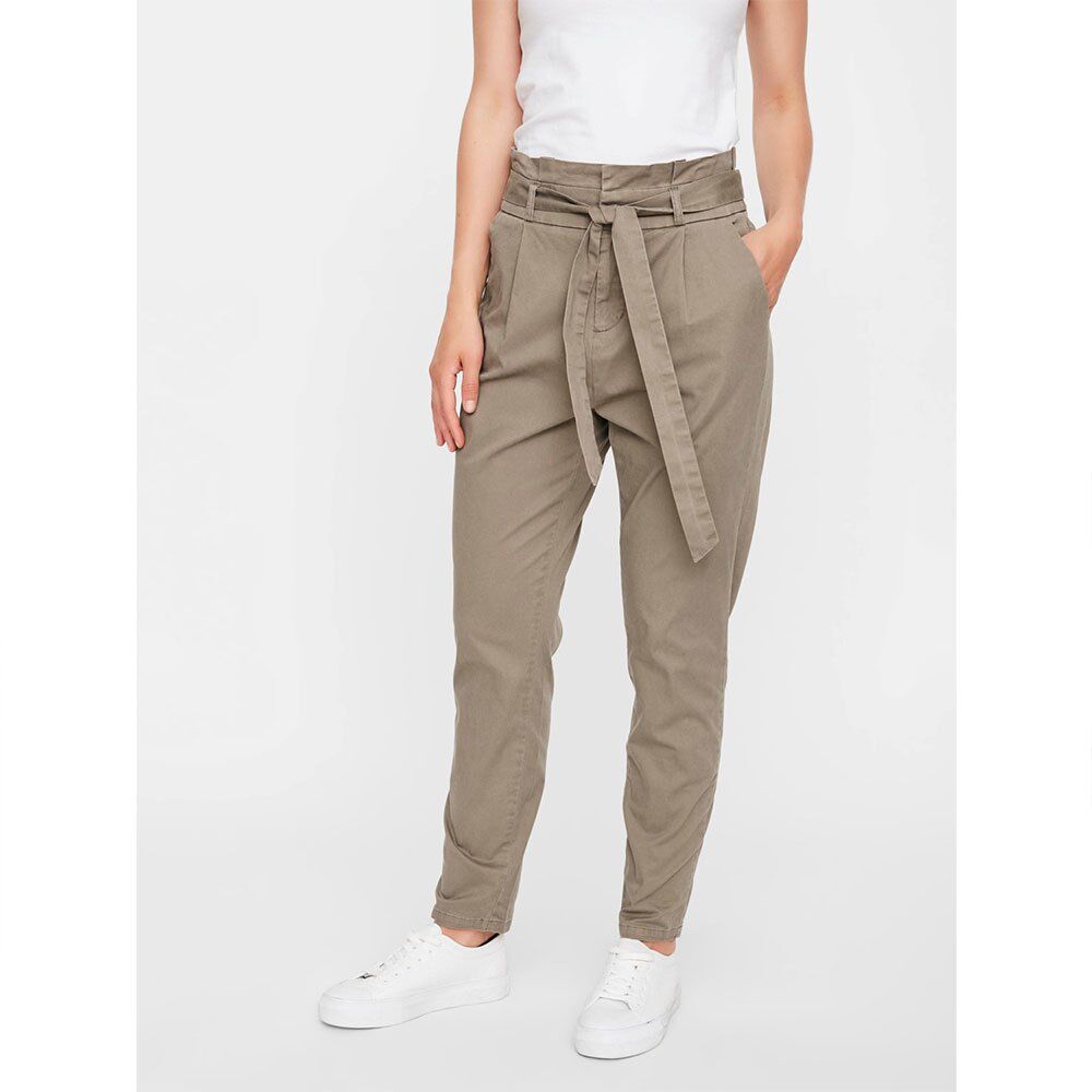 Vero Moda Eva Cintura Alta Calça Loose Paperbag Cot L Bungee Cord