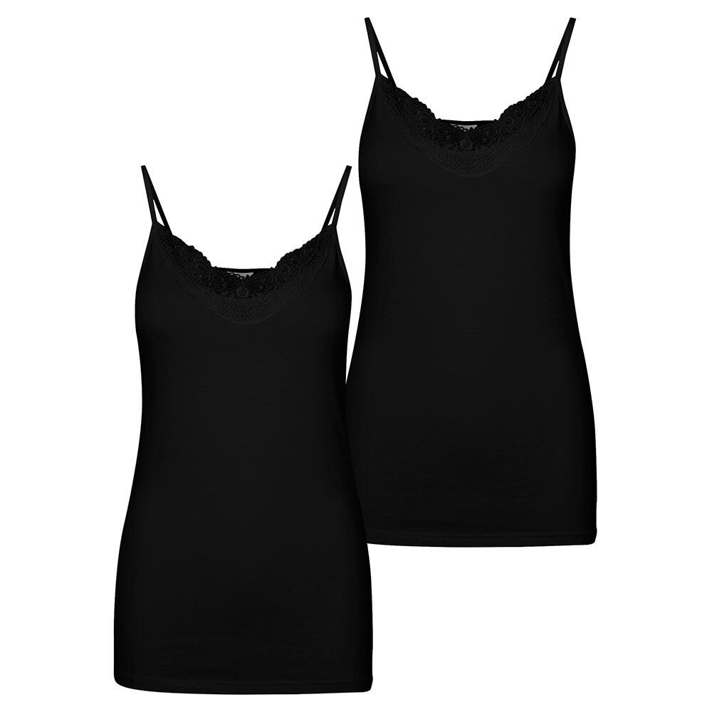 Vero Moda Camiseta Sem Mangas Inge Lace 2 Units XL Black / Pack Bright White