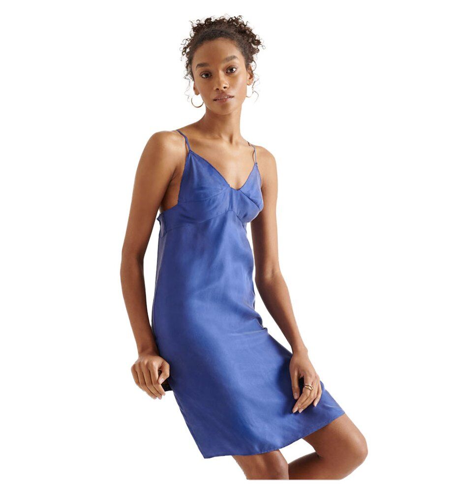 Superdry Vestido Curto Cupro Cami XL Cobalt