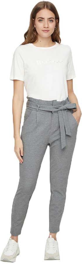 Vero Moda Calça Loose Paperbag S Medium Grey Melange