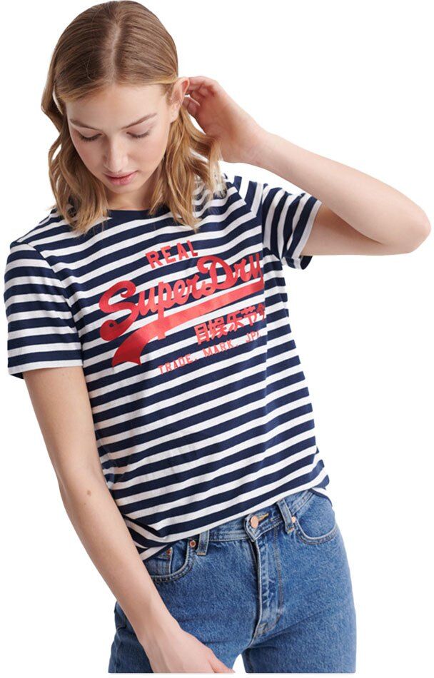 Superdry Camiseta Manga Curta Vintage Logo Satin Stripe S Navy Stripe