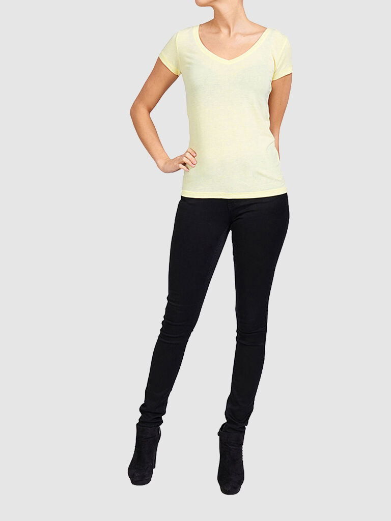 Only Hella Ss V-Neck Top Ess Amarelo