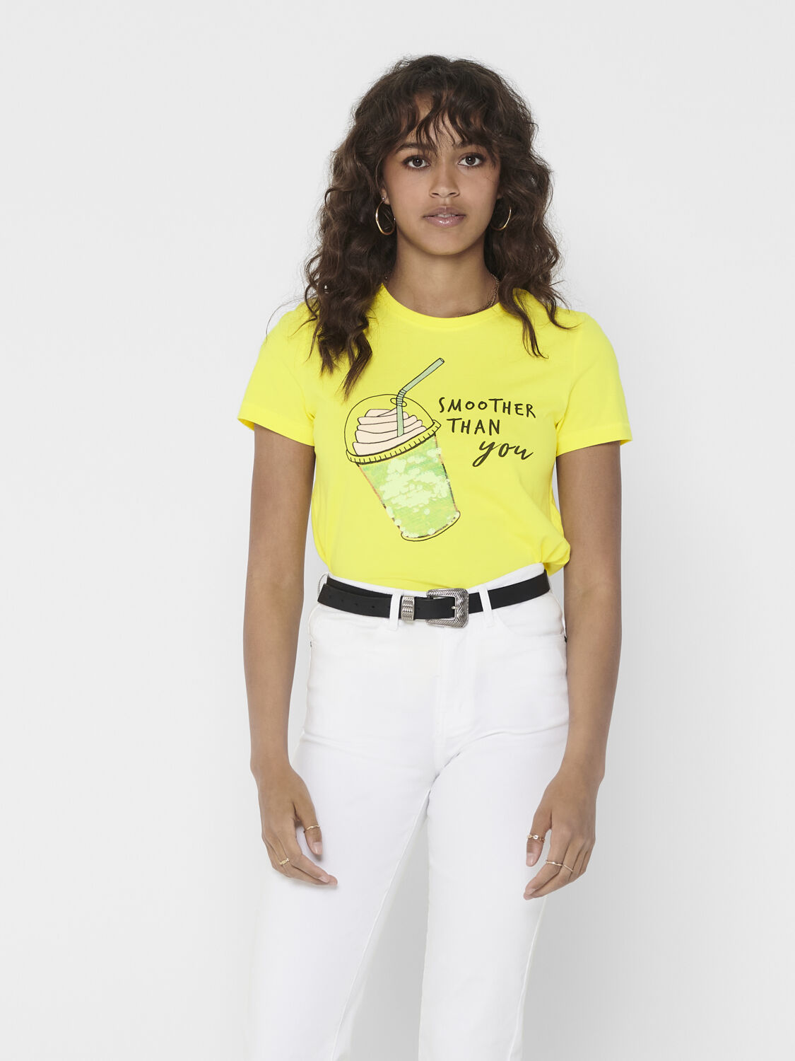 Only T-Shirt Mulher Cina Only Amarelo