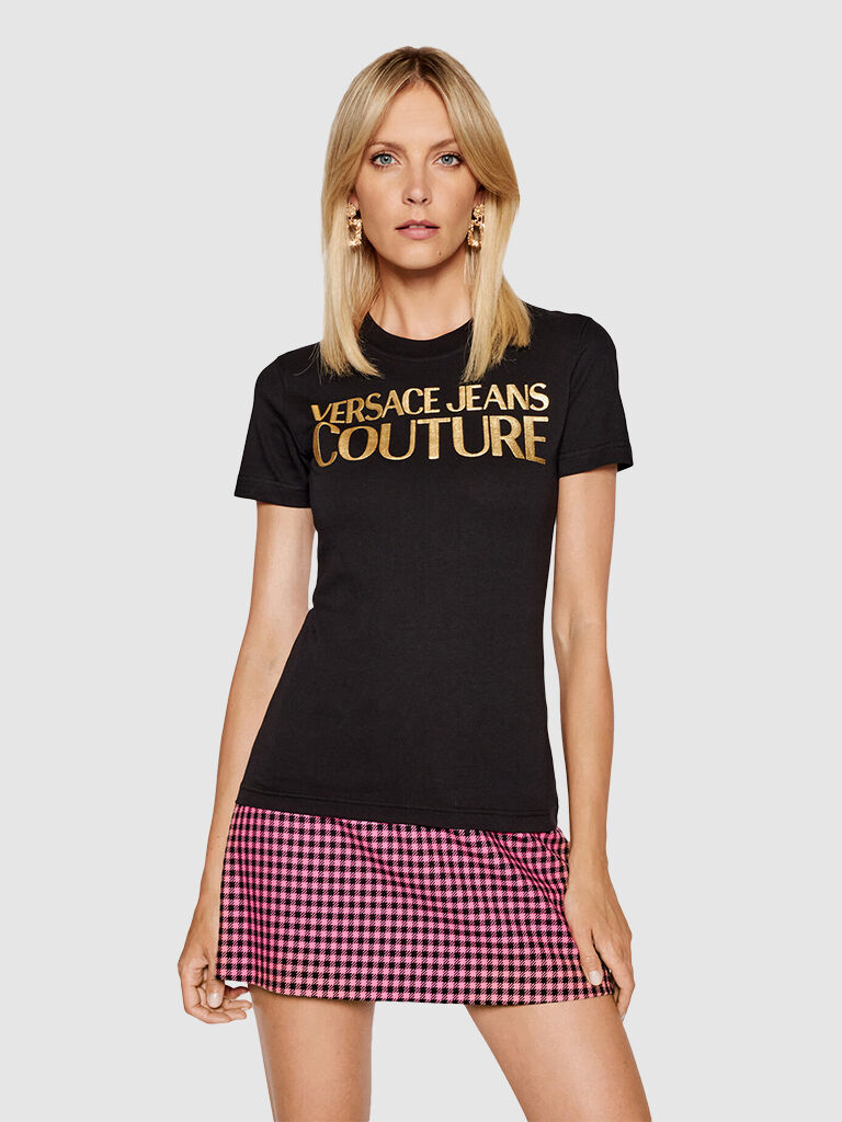 Versace T-Shirt Mulher Logo Foil Versace Preto