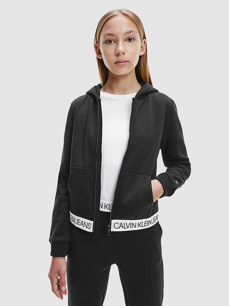 Calvin Klein Fato de Treino Menina Logo Tape Zip Calvin Klein Preto