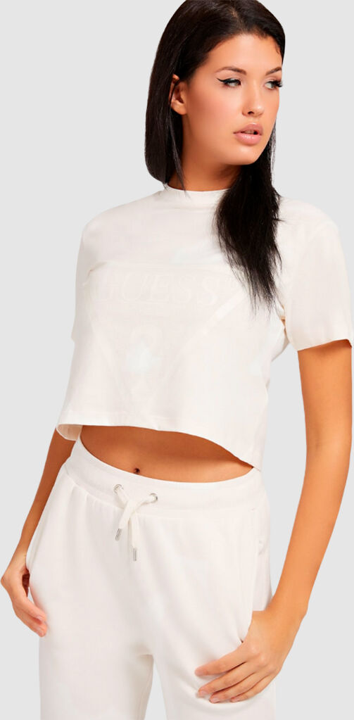 Guess Activewear T-Shirt Mulher Adele Crop Guess Creme